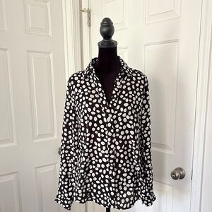 Ann Taylor Polka Dot Long Sleeve Button Down Shirt